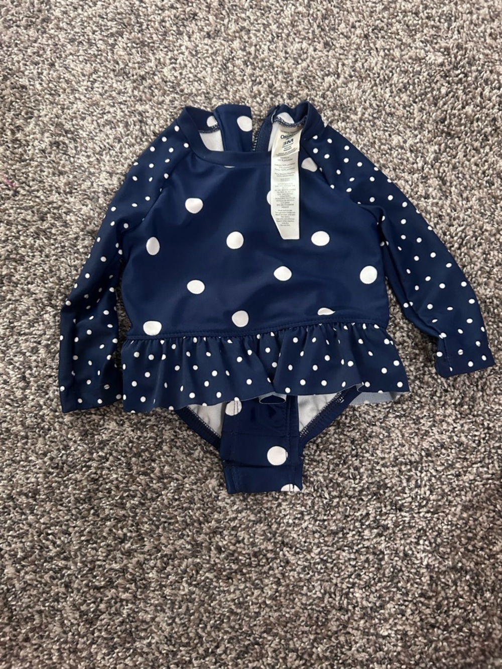 Kids Navy Polka Dot Long-Sleeve Swim Set